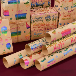 สินค้ามาใหม่: กระดาษคราฟท์เคลือบฟอยล์สีทองเหลือบรุ้ง - สำหรับห่อของขวัญ, ขนม, เทียน และของขวัญวันเกิด - ขายส่ง - Product Image 4
