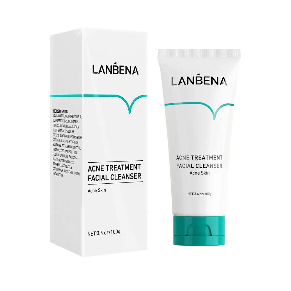 LANBEN Facial Cleanser Acne Treatment Repair Oligopeptide Control Oil Face Cleaner Mild Foam Cleansing Not Tight Milk Skin Care