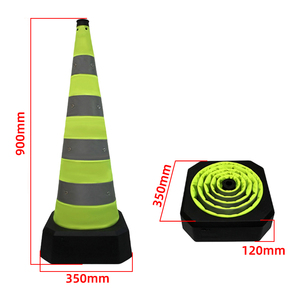 Cône de signalisation pliable d'urgence pour la circulation, 90 cm |   Cône de signalisation routière rétractable lumineux avec LED œil de poulet - Product Image 2