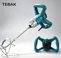 Mélangeur électrique portable TEBAK ; Mélangeur à ciment et à mortier portatif ; Outil de mélange pour peinture, revêtement, mastic, collage de briques et coulis