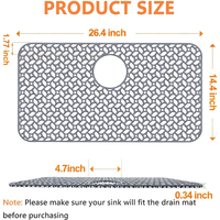 Pelindung Wastafel Silikon Fleksibel Anti Selip, Alas Pelindung Bak Cuci, Tahan Panas, Penutup Wastafel Dapur, Bantalan Pelindung