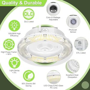 Lámpara LED para Gasolinera/Estación de Servicio, 14000LM, IP65, 60-100W, Certificación ETL/DLC, Garantía de 5 Años, Luz de Techo Empotrada para Paisajismo - Product Image 3