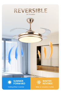 42'' Modern <b>LED</b> <b>Ceiling</b> Fan with <b>Dimmable</b> Retractable <b>Light</b> Remote Control DC Motor Iron Lamp Body - Product Image 5