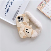Mode mignon dessin animé en peluche lanière étui de protection pour iPhone 15 14 13 12 11 Pro Max