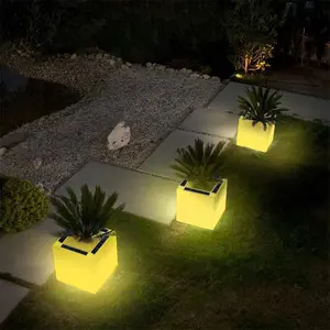 Luxurious Courtyard Atmosph Luminous Outdoor Decorative Light Solar Sublimation Luminous Led Plastic Flowerpot Light