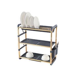 Depolama raf dolabı yemeği plaka raf mutfak lavabo çanak kurutma üzerinde 3 katmanlı süzgeç raf - Product Image 2