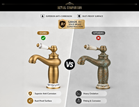Robinet mitigeur de lavabo en laiton antique de style vintage Bobao avec poignée en céramique simple