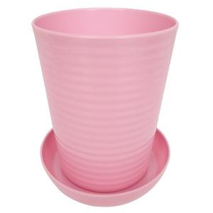 <span class=keywords><strong>Pot</strong></span> <span class=keywords><strong>de</strong></span> <span class=keywords><strong>fleurs</strong></span> en plastique <span class=keywords><strong>de</strong></span> forme ronde simple avec plateau, plusieurs tailles, couleurs unies - Product Image 1