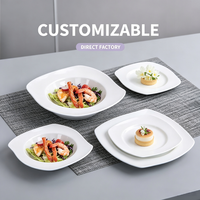 Assiettes en porcelaine à bords carrés, assiette à dîner 10,5 pouces, assiette à dessert 8 pouces, assiette à soupe 9 pouces, écologiques, contemporaines, pour restaurant et maison