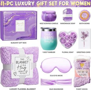 Panier-cadeau de relaxation, coffret de rétablissement rapide, comprenant une couverture luxueuse, imprimée UV durable, ensembles de cadeaux de vacances uniques pour femmes, OEM - Product Image 4
