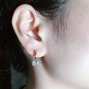 Orecchini Pendenti Coreani Eleganti a Forma di Fiocco con Zirconi Incastonati a Goccia, Gioielli da Donna alla Moda per Uso Quotidiano - Product Image 4