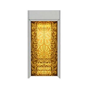 Composant d'ascenseur d'hôtel moderne et durable, portes de palier automatiques à gravure miroir doré - Product Image 1
