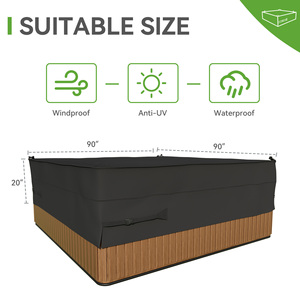 90"x90" Hot Tub Cover 600D Waterproof UV Resistant Spa Cover <b>Square</b> Outdoor Hot Tub Protector with <b>Adjustable</b> Straps - Product Image 6