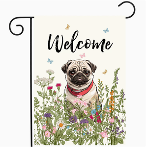 Drapeaux de jardin pliables personnalisables promotionnels printemps-été avec motif floral et design Boston Terrier – Panneau extérieur, cadeau - Product Image 2
