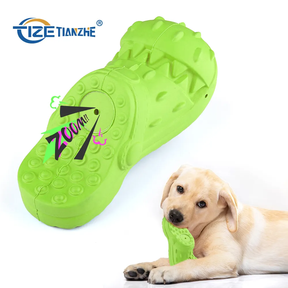 Tize Topseller Multi-Kleuren Pantoffelvorm Tanden Reinigen Piepend Natuurlijk Rubber Duurzaam Hondenkauw Hond Kauw Hondenhond Kauw Hondenspeelgoed