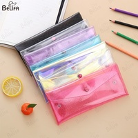 Vente chaude Glitter Clear Makeup Bag holographique pvc carte sac porte-monnaie avec bouton pression transparent étanche pochette à crayons
