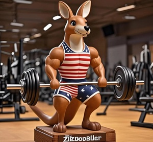 Anthropomorphic <span class=keywords><strong>Kangaroo</strong></span> huấn luyện viên nhựa tượng-thể thao con số tác phẩm điêu khắc cho Tabletop trang trí - Product Image 3