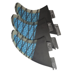Aileron de planche de surf UPSURF, deuxième génération G5, fibre de verre, bleu, ensemble 3 pièces, gauche, centre, droite - Product Image 3