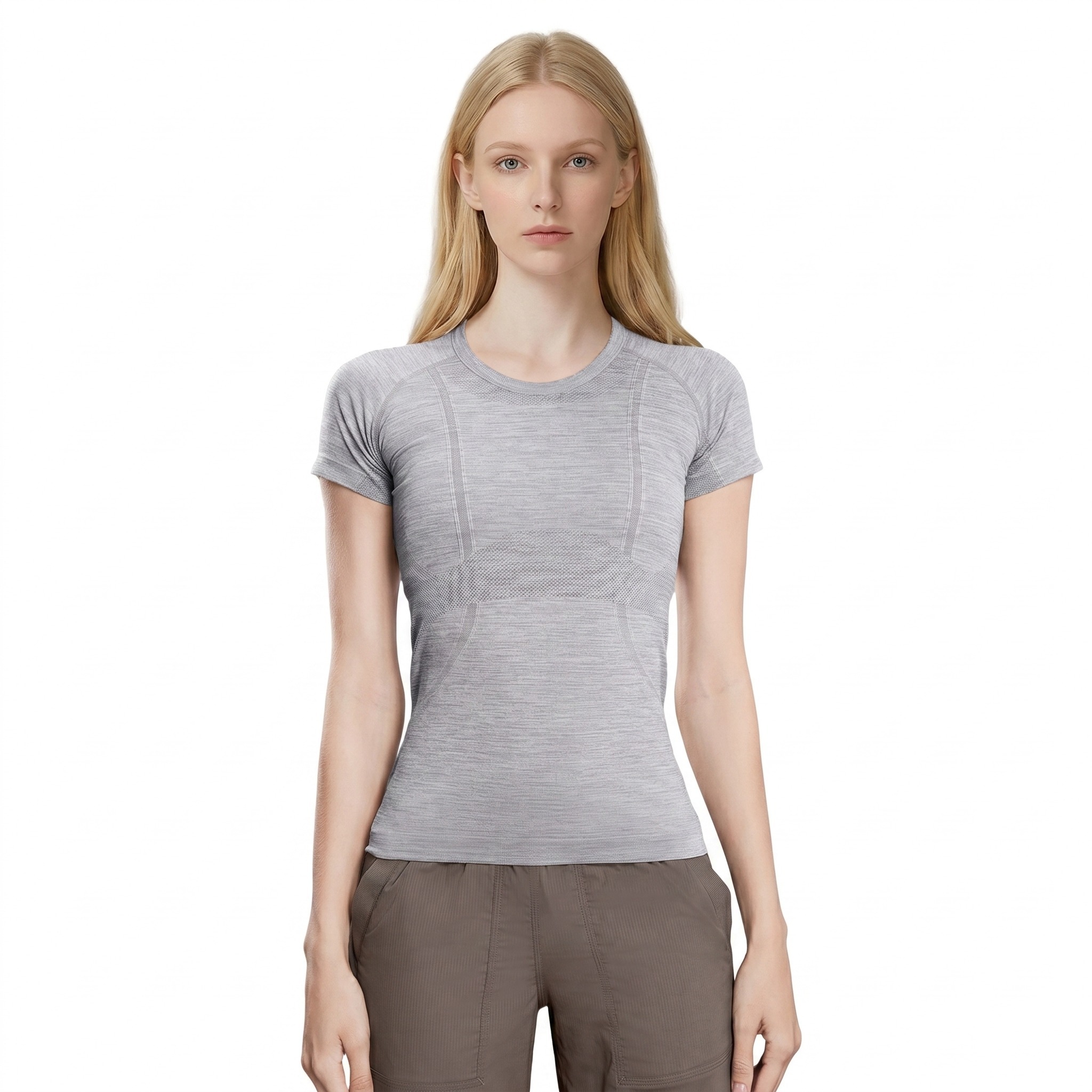 Spring Summer New Women's Crew Neck Short-sleeved Sports T-shirt Running Fitness Top Slim-fit Breathable Yoga