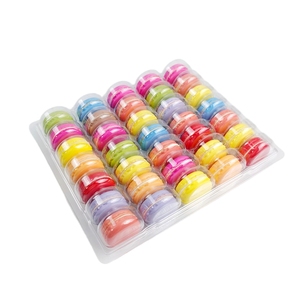 Clear PET plastic blister clamshell box 35 macaron tray packaging for retail customize accept