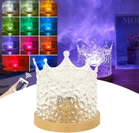Lampe de table en cristal rechargeable RGB, 16 couleurs, lumière d'ambiance en forme de diadème, télécommande, veilleuse LED pour la décoration de la chambre de princesse