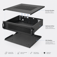 Boîtier de serveur 2U personnalisé pour montage en rack, 19 pouces, pour calcul IA, fabrication de précision en tôle, boîtier noir