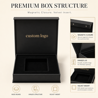 Boîte cadeau pour bijoux Gotop Eco Friendly en velours avec couvercle à charnière et logo ATELIER LUXE en feuille d'or, noir mat
