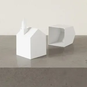 房屋形状桌面纸巾盒烟囱纸嘴金属制造零件白色纸巾架不锈钢卫生纸盒