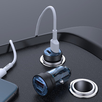 Chargeur de voiture transparent à double Port USB A USB C PD3.0 QC3.0 20W chargeur de voiture à charge rapide pour voyage en voiture