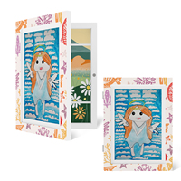 Cadre en bois A4 certifié CPSIA, ouverture frontale, pour enfants, avec passe-partout interchangeable, boîte de rangement pour œuvres d'art, affichage à charnières