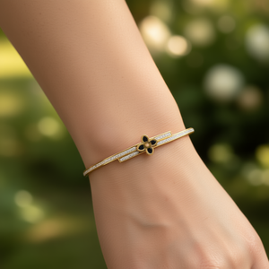 Bracelet manchette unisexe en acier inoxydable plaqué or avec zircon serti en canal, bijou fantaisie, cadeau - Product Image 2