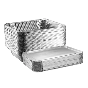 Wholesale 200ml Rectangle Baking Food Container OEM <b>Disposable</b> <b>Aluminum</b> <b>Foil</b> Tray Paper PE Lid Recyclable Food Grade Pulp - Product Image 2