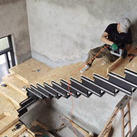 Kit d'escalier flottant en cantilever avec marches en marbre modernes et durables pour escaliers en forme de L