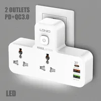 Regleta de Enchufes LDNIO SC2311 de 2500W 100-250V con Puertos USB, Luz LED, 2 Tomas de Corriente, Regleta Inteligente Universal con Enchufe USB