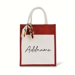 Christmas Birthday Party <b>Gift</b> DIY with Bow Knot Jute Tote <b>Bag</b> Shopping Handbag - Product Image 1