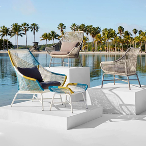 Juego de sillas de comedor de ratán portátiles para exteriores Muebles tejidos con marco de metal Diseño moderno 2 piezas - Product Image 3