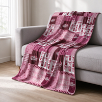 Selimut Dekorasi Rumah Bermotif Cantik untuk Semua Musim, Bahan Jacquard Solid Bergaris, Hiasan Pita Cherry, Motif Bunga, Lembut, Nyaman, dan Berbulu Halus