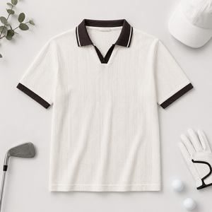 Polo de Punto Personalizado con Logotipo para Hombre, Spandex/Poliéster, Manga Corta, Color Sólido, Diseño Bordado en la Parte Delantera, OEM ODM, Estilo Casual - Product Image 3