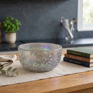 Modern Crackle Glaze Glass Salad <b>Bowl</b> Dishwasher Safe Home Decor Serving Piece for Party Centerpieces - Product Image 2
