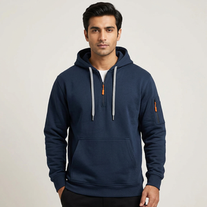 Pulls et sweats à capuche décontractés personnalisés pour hommes, en coton brodé, multi-poches, avec fermeture éclair, pour l'automne et l'hiver - Product Image 1