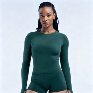 Top Deportivo de Yoga <span class=keywords><strong>para</strong></span> <span class=keywords><strong>Mujer</strong></span>, 18 Colores, Sin Costuras, Transpirable, de Manga Larga, con Orificios <span class=keywords><strong>para</strong></span> <span class=keywords><strong>el</strong></span> Pulgar, Alta Elasticidad, <span class=keywords><strong>para</strong></span> Deportes al Aire Libre y Fitness - Product Image 4
