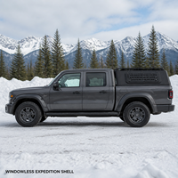 Hardtop noir pour Ute double cabine avec fenêtres à persiennes, plateforme de toit, portes à ailes de mouette, étanche pour Hilux OEM ODM