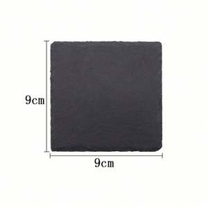 Wholesale Black Non-Slip Drink <b>Slate</b> Stone Bulk Coasters Set Holder Square Round <b>Slate</b> Coasters With Holder for Laser Engraving - Product Image 5