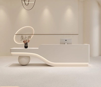 Bureau de réception moderne en MDF pour salon de beauté, clinique médicale, hôtel, salle de sport, bureau, école et centre commercial - Couleur personnalisable et design durable