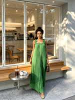 Robe longue plissée élégante sans manches pour femme, style Y2K, en mousseline, avec bretelles 3D, idéale pour les soirées estivales