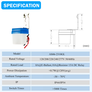 Interrupteur automatique photoélectrique extérieur CNRIYA 105-305V 3A Capteur de lumière jour/nuit Contrôle électronique de la lumière Classé IP54 - Product Image 3