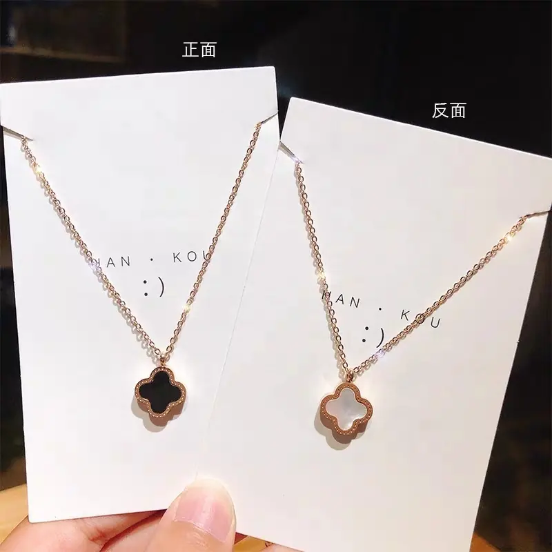 Zircon Pendant Necklace Jewelry Custom Clover Stainless Steel Titanium Steel 2021 Top Selling Fashion for Women Necklaces Trendy