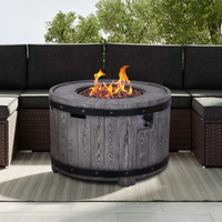 Table carrée moderne en bois pour foyer de patio avec barbecue intégré Mobilier de jardin extérieur Carburant au gaz propane