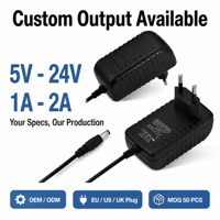 Adaptor Daya AC DC 5V 6V 9V 12V 18V 24V 1A 2A Output Kustom 100-240V Switching Power Supply OEM Grosir