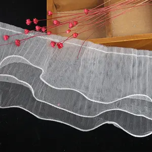 चौड़ाई 12 cm कड़ी नेट मेष शिफॉन व्याकुल फीता ट्रिम 3 परतों तामझाम फीता कपड़ों के लिए रिबन सामान केक फूल पैकिंग
